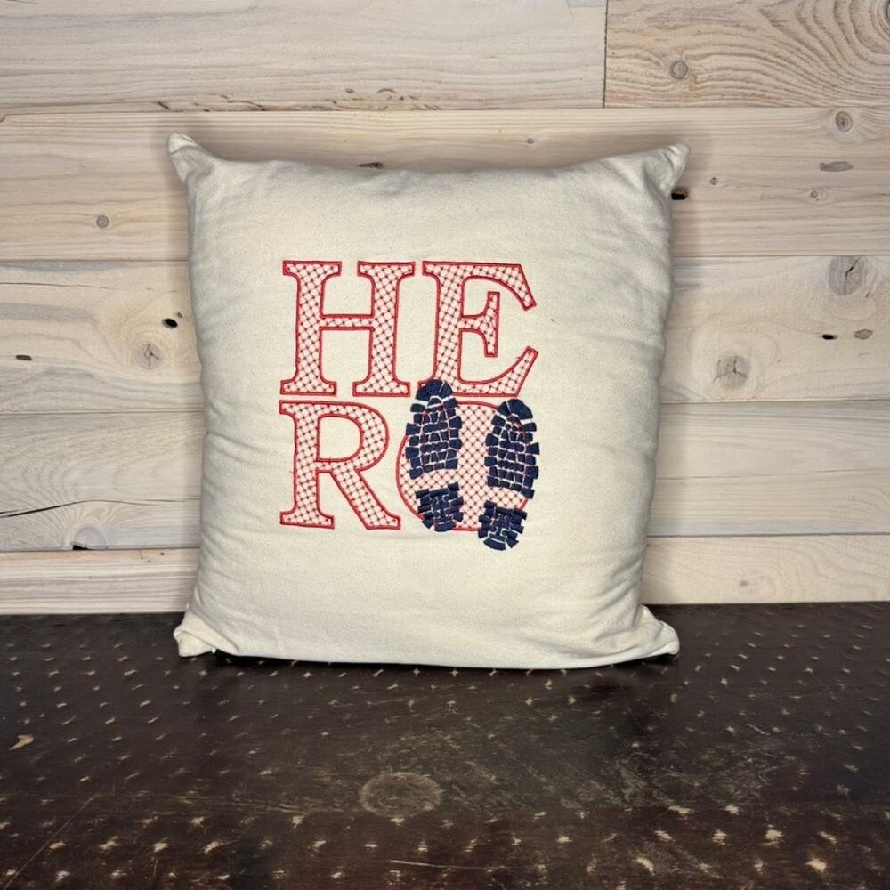 Hero Embroidered Pillow‎ Decorative Throw Cushion Patriotic USA Decor